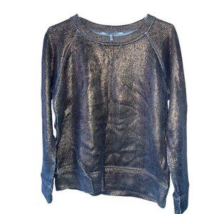 Skaist Taylor Womens Sweater Size Medium Silver Metallic Knit Crew Neck